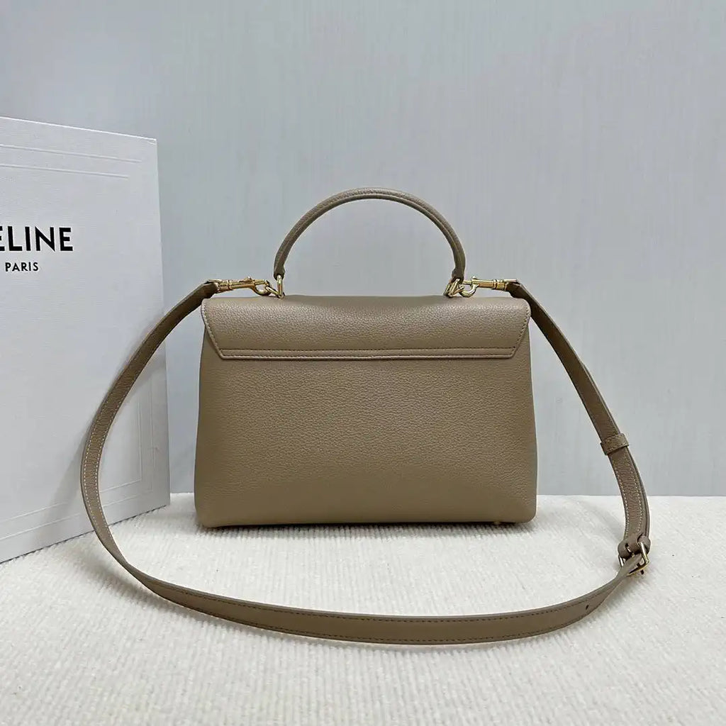 Celine 117523FXK MEDIUM NINO BAG IN SUPPLE GRAINED CALFSKIN Smoked Brown