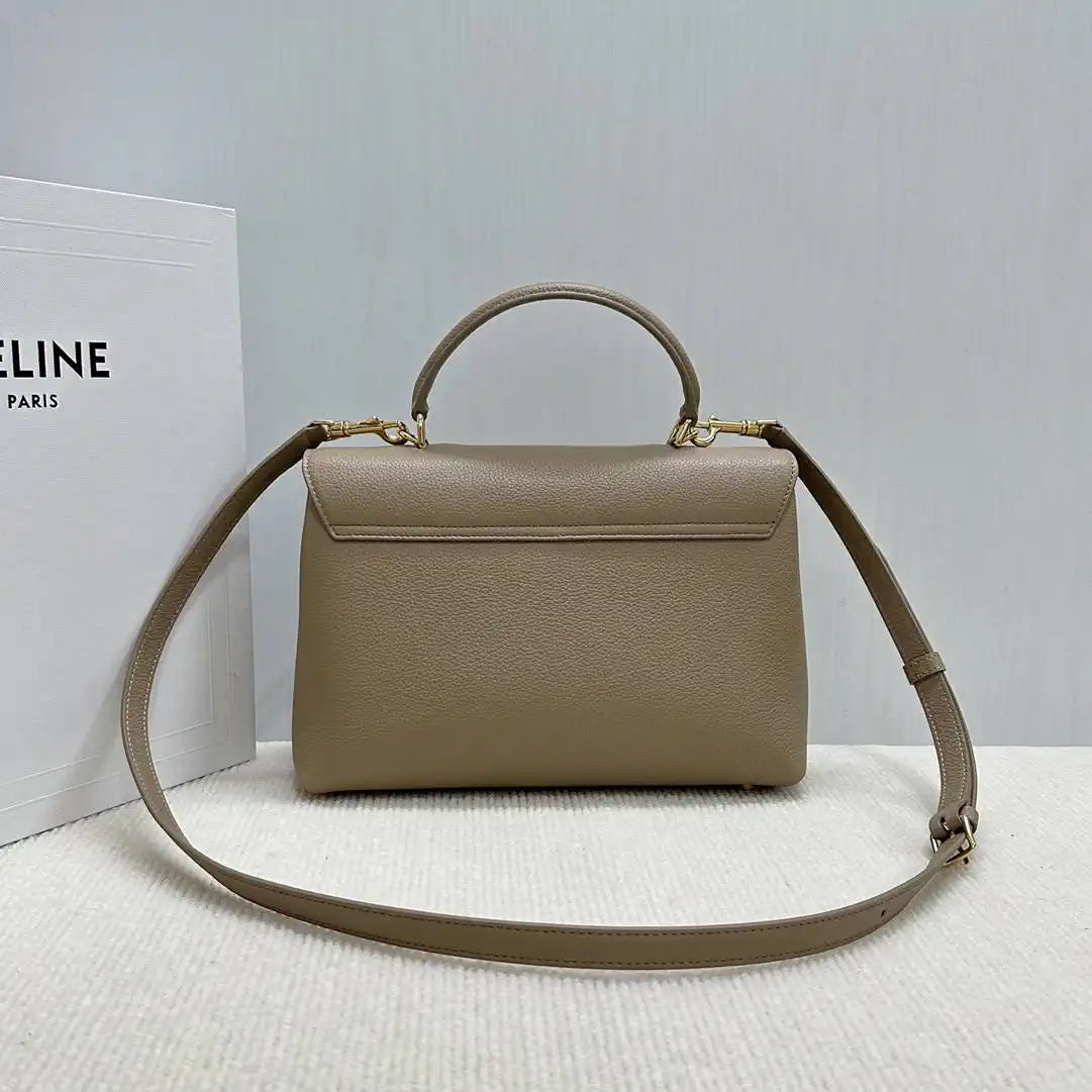 Celine 117523FXK MEDIUM NINO BAG IN SUPPLE GRAINED CALFSKIN Smoked Brown