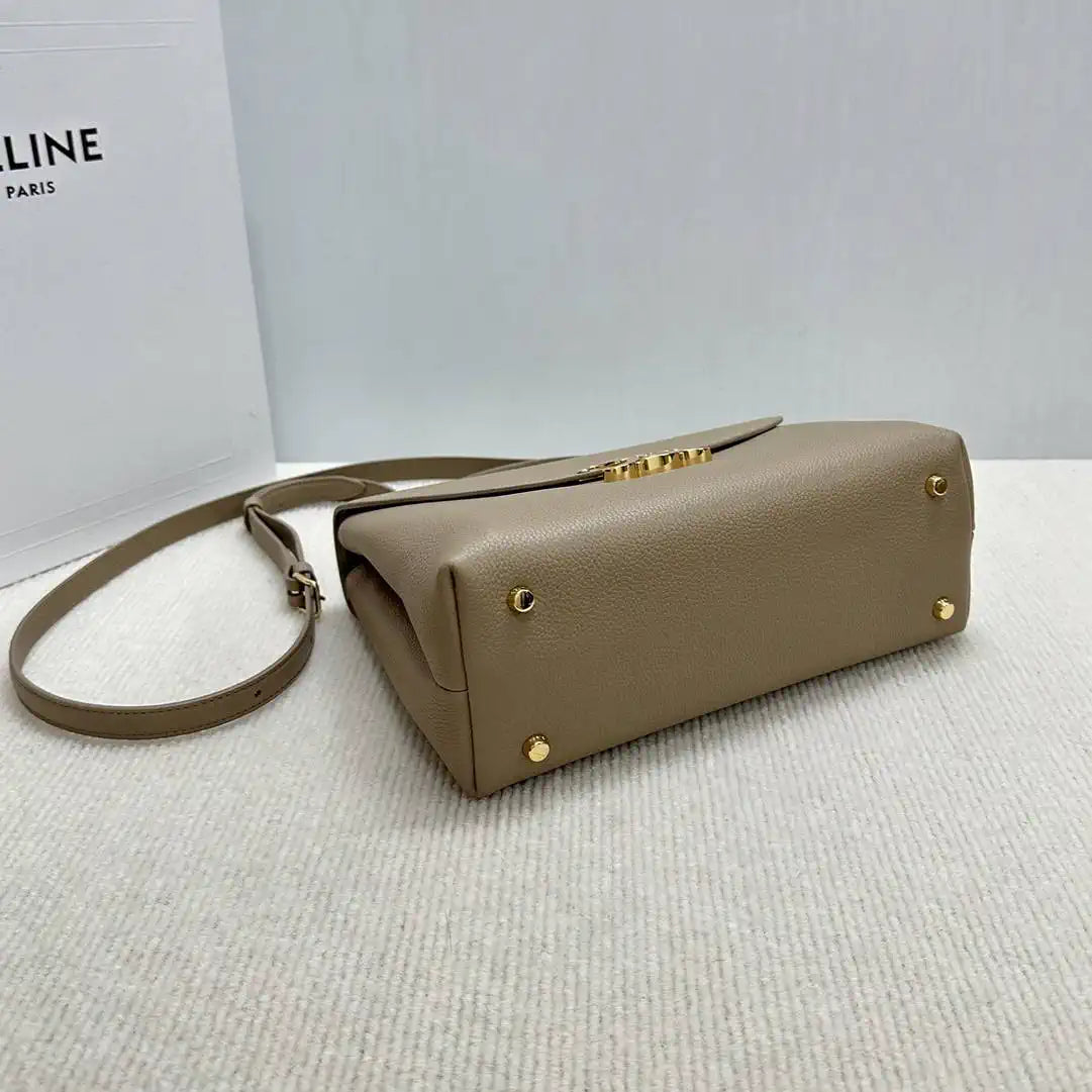 Celine 117523FXK MEDIUM NINO BAG IN SUPPLE GRAINED CALFSKIN Smoked Brown