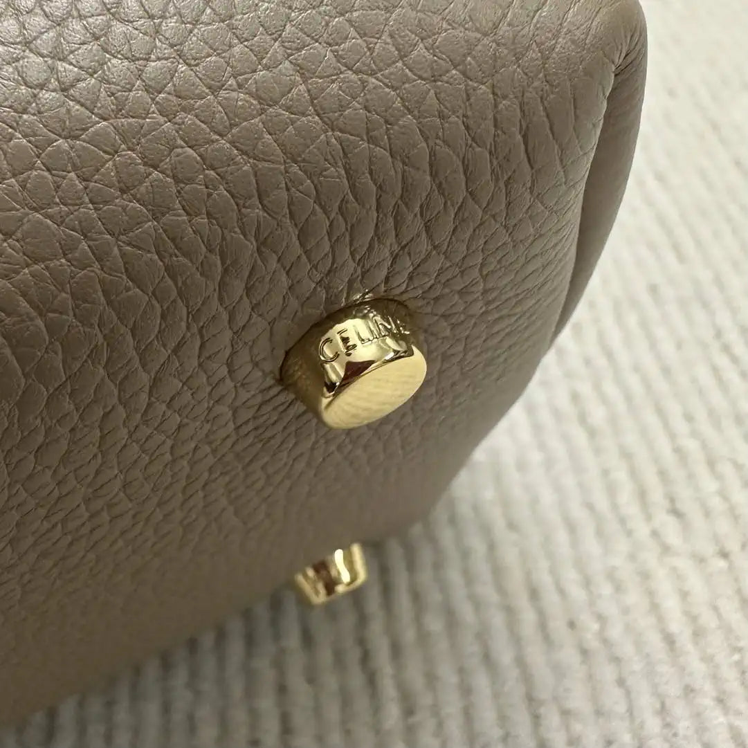 Celine 117523FXK MEDIUM NINO BAG IN SUPPLE GRAINED CALFSKIN Smoked Brown