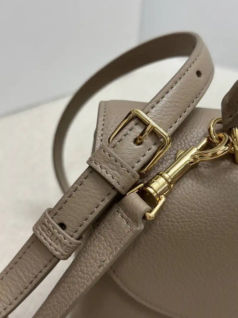 Celine 117523FXK MEDIUM NINO BAG IN SUPPLE GRAINED CALFSKIN Smoked Brown