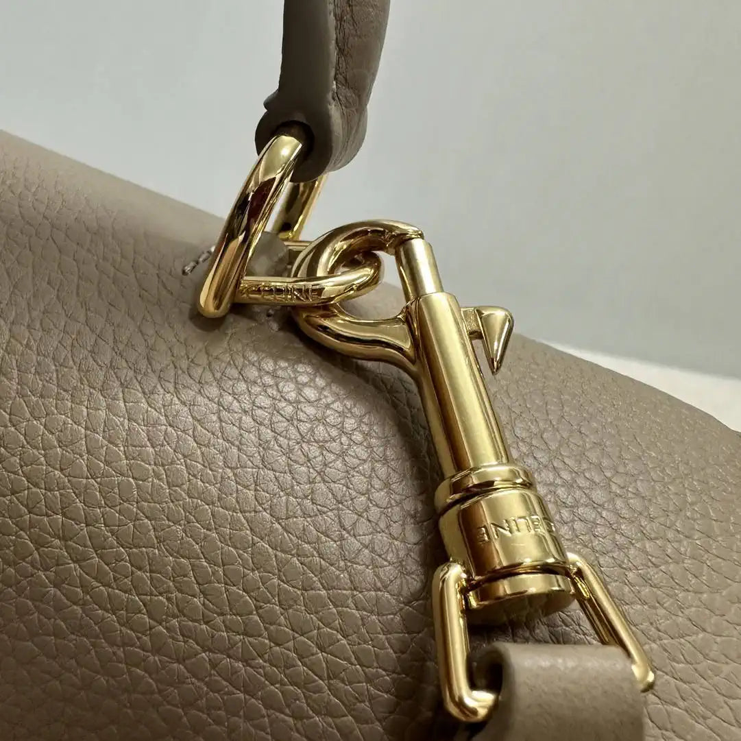 Celine 117523FXK MEDIUM NINO BAG IN SUPPLE GRAINED CALFSKIN Smoked Brown