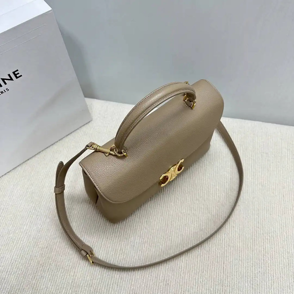Celine 117523FXK MEDIUM NINO BAG IN SUPPLE GRAINED CALFSKIN Smoked Brown