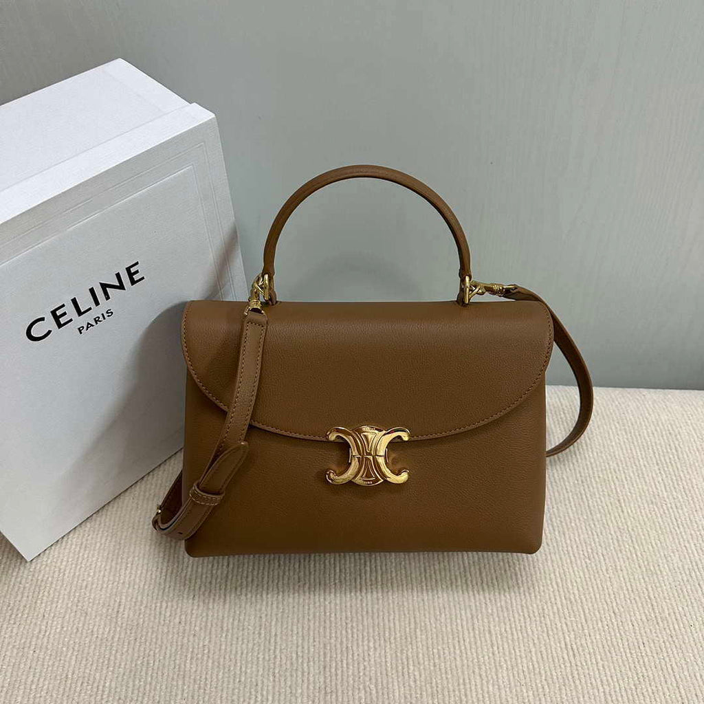 Celine 117523FXK MEDIUM NINO BAG IN SUPPLE GRAINED CALFSKIN Brown