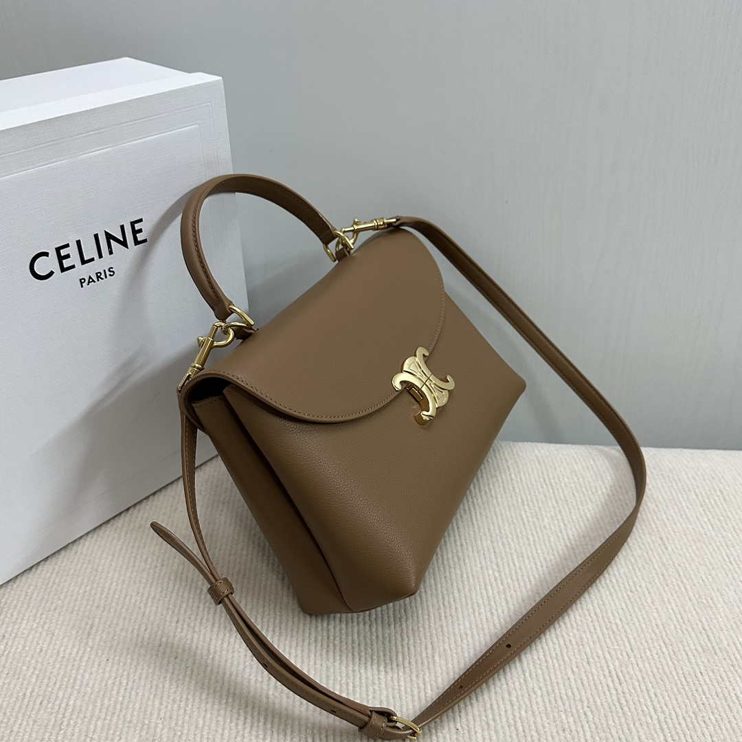 Celine 117523FXK MEDIUM NINO BAG IN SUPPLE GRAINED CALFSKIN Brown