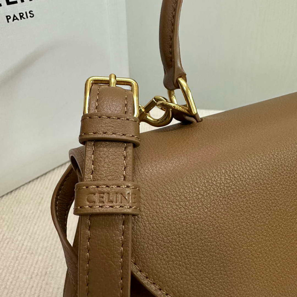 Celine 117523FXK MEDIUM NINO BAG IN SUPPLE GRAINED CALFSKIN Brown