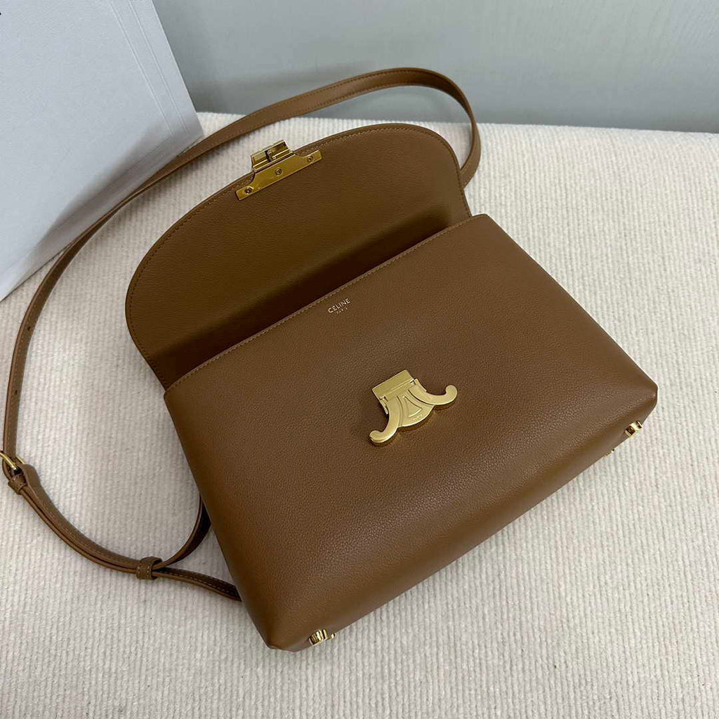Celine 117523FXK MEDIUM NINO BAG IN SUPPLE GRAINED CALFSKIN Brown