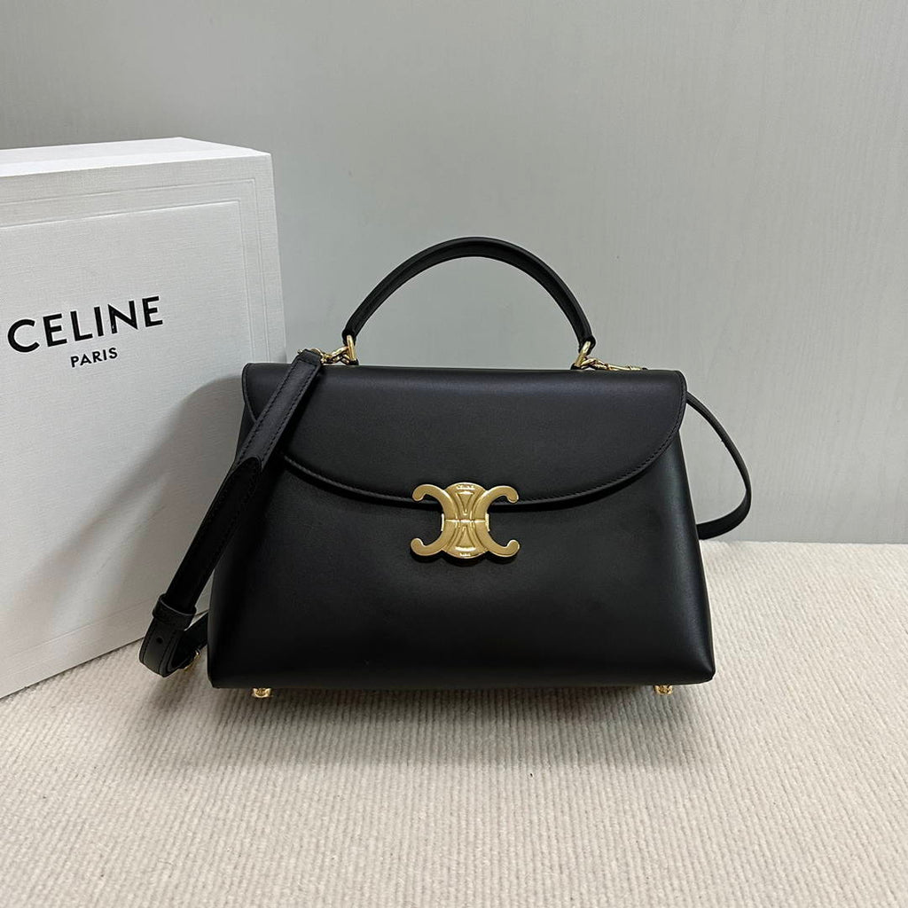 Celine 117523FXK MEDIUM NINO BAG IN SUPPLE Smooth CALFSKIN Black