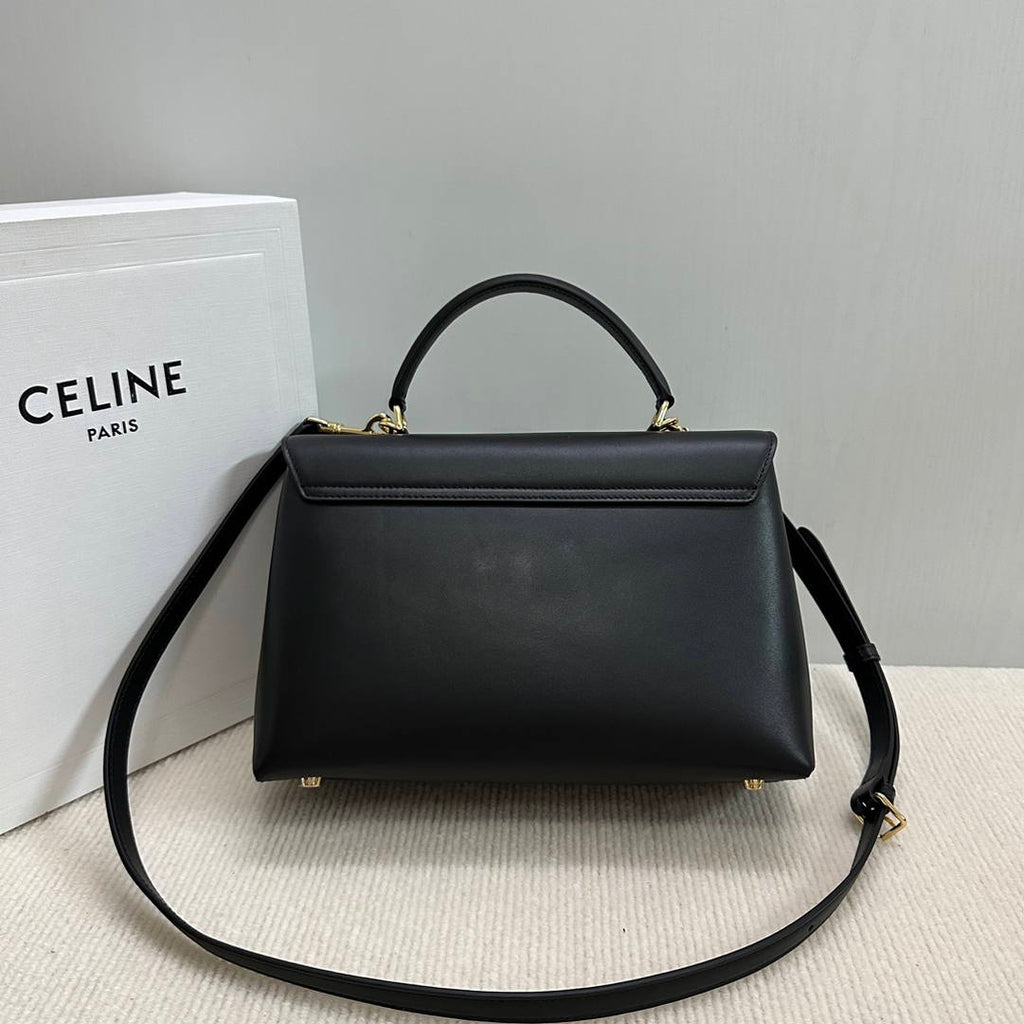 Celine 117523FXK MEDIUM NINO BAG IN SUPPLE Smooth CALFSKIN Black