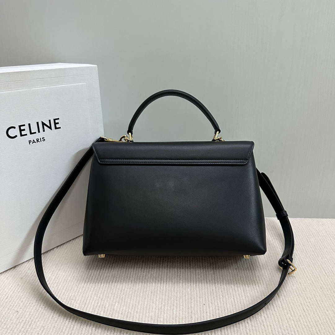 Celine 117523FXK MEDIUM NINO BAG IN SUPPLE Smooth CALFSKIN Black