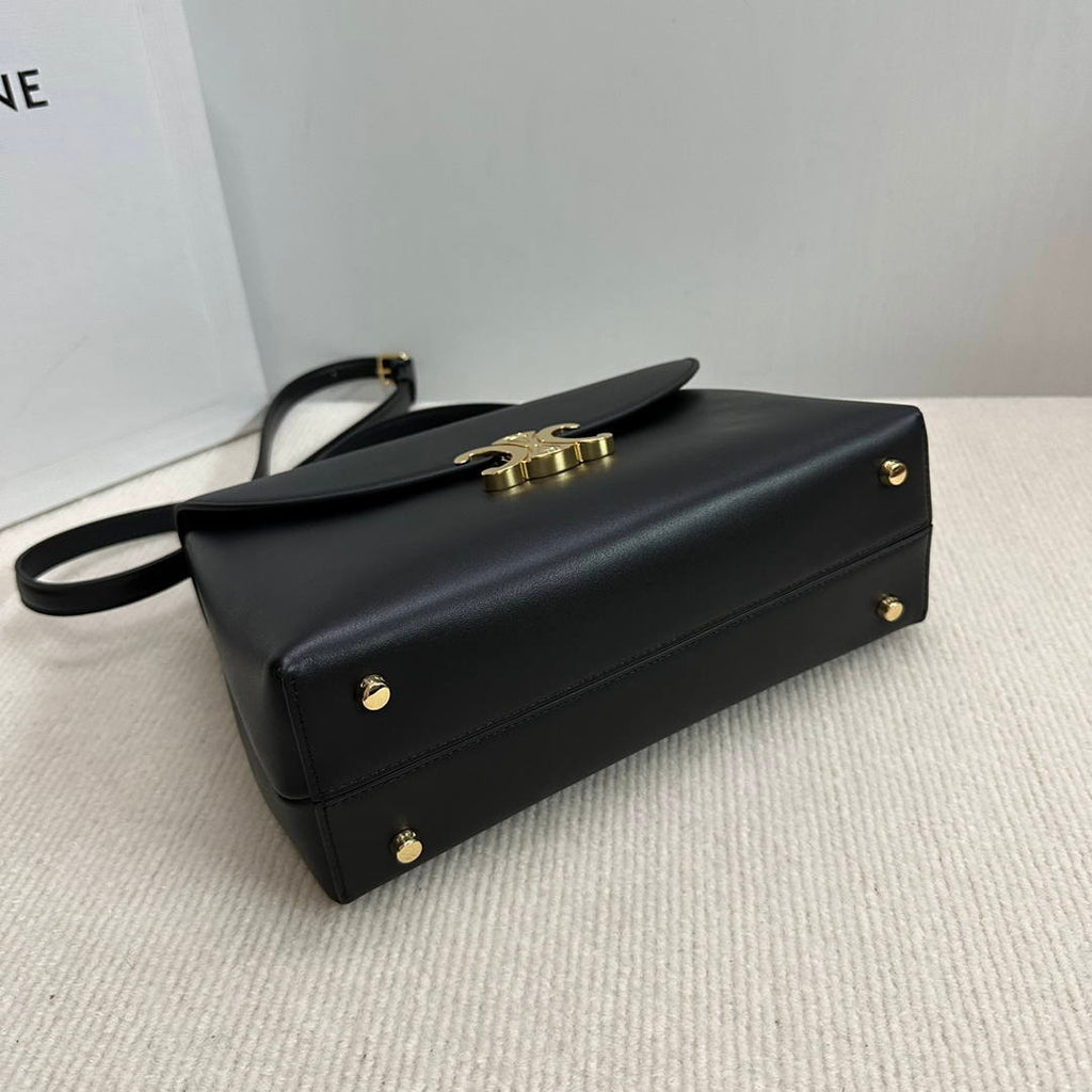 Celine 117523FXK MEDIUM NINO BAG IN SUPPLE Smooth CALFSKIN Black