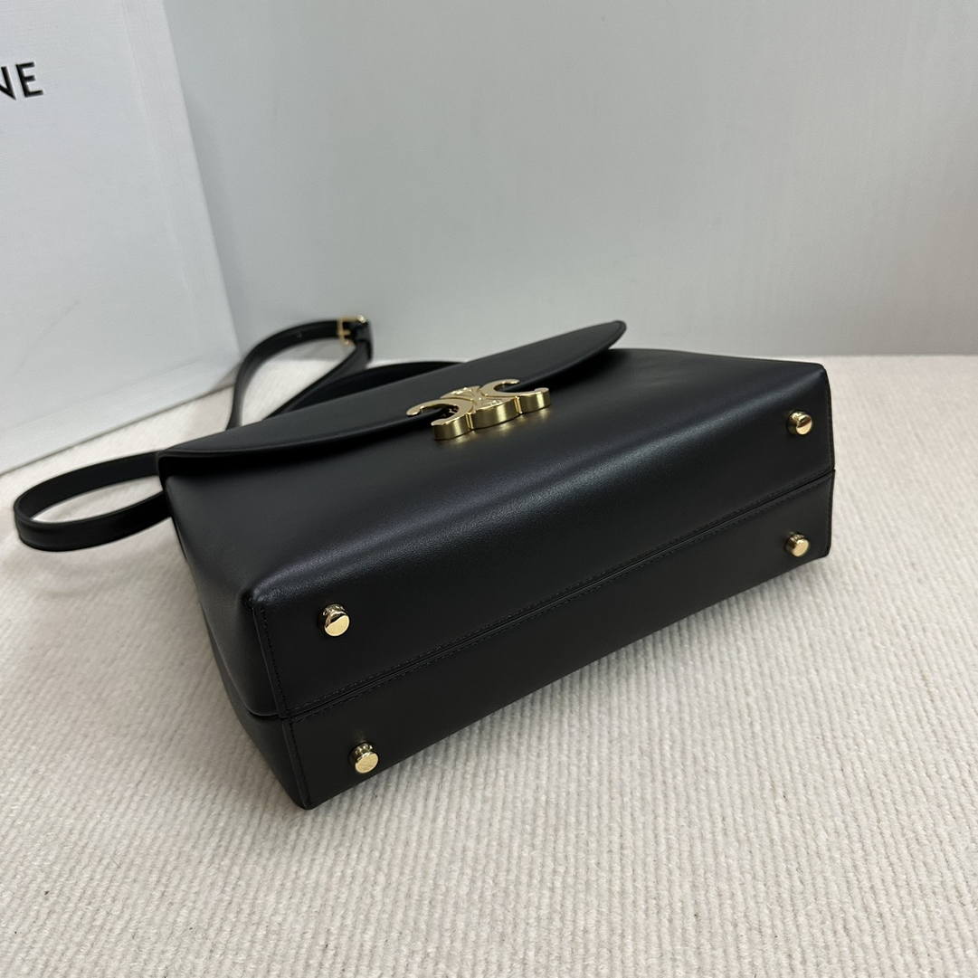 Celine 117523FXK MEDIUM NINO BAG IN SUPPLE Smooth CALFSKIN Black