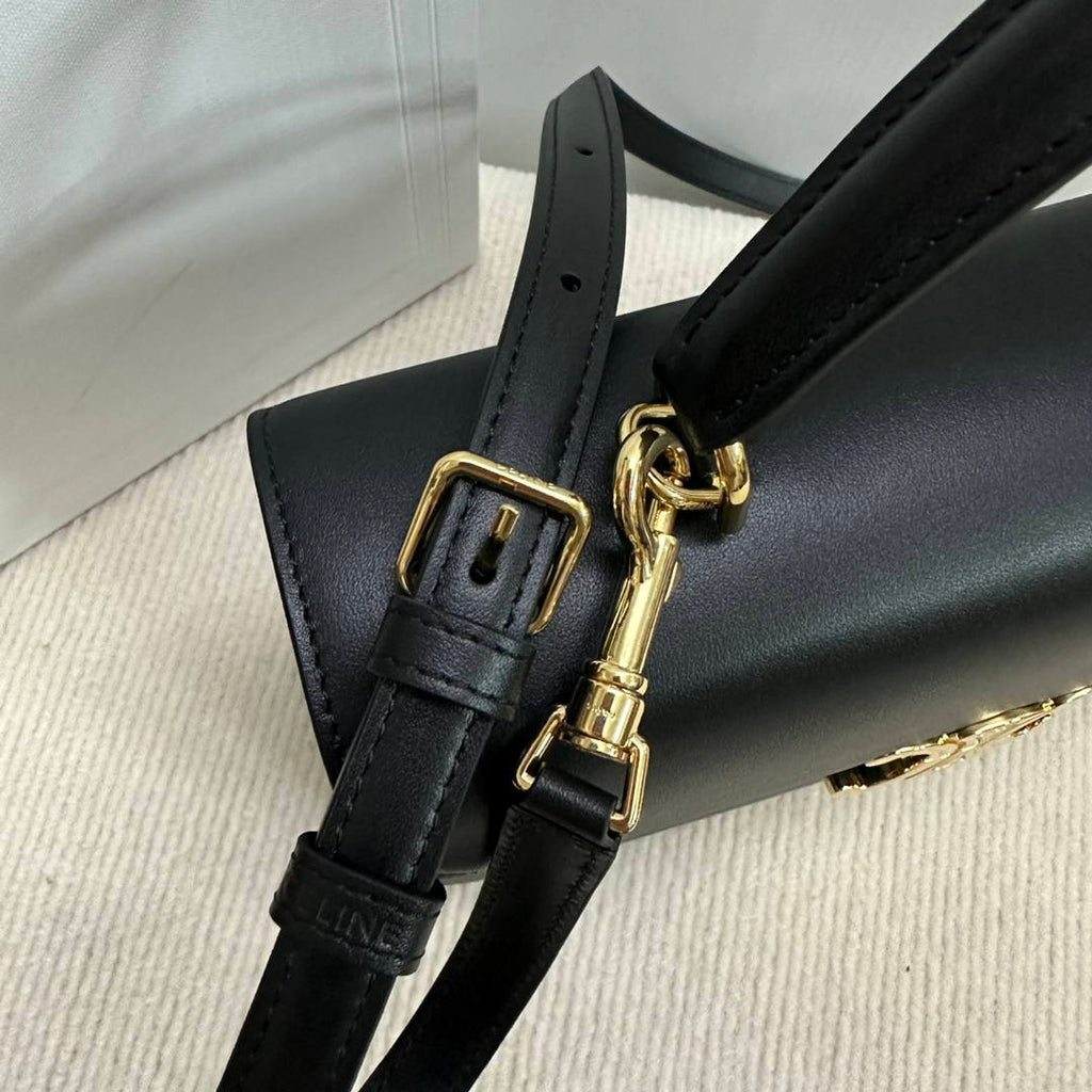 Celine 117523FXK MEDIUM NINO BAG IN SUPPLE Smooth CALFSKIN Black