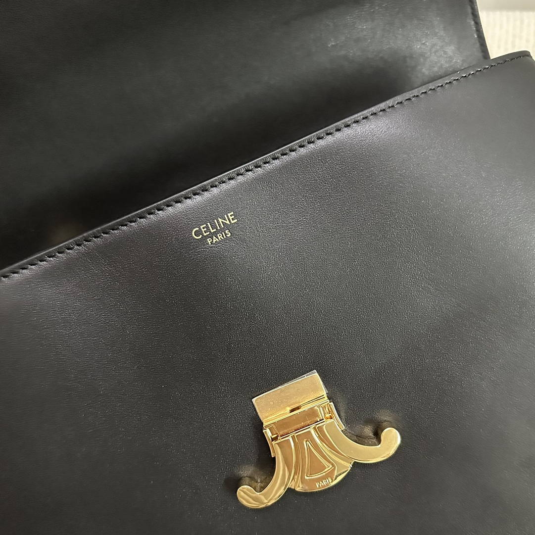 Celine 117523FXK MEDIUM NINO BAG IN SUPPLE Smooth CALFSKIN Black