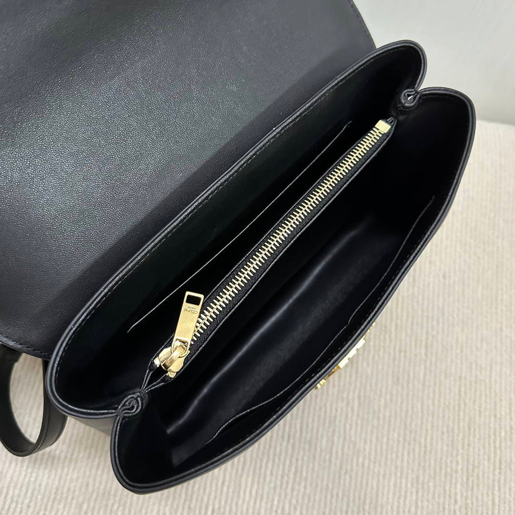 Celine 117523FXK MEDIUM NINO BAG IN SUPPLE Smooth CALFSKIN Black