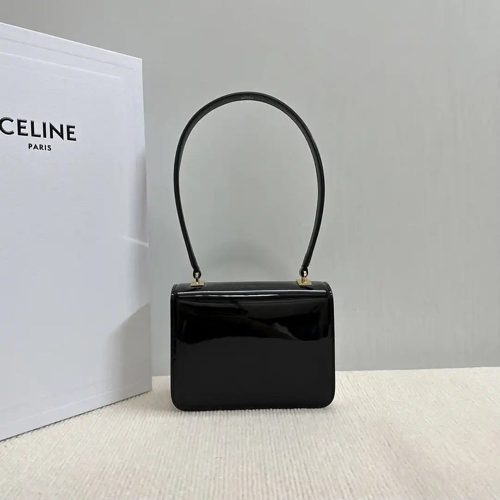 Celine 118053 TEEN GARANCE bag in PATENT CALFSKIN Black & Beige