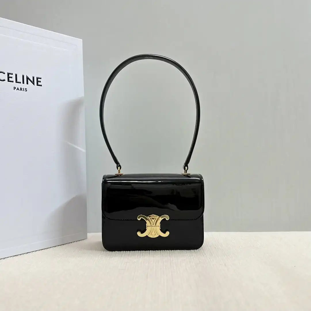 Celine 118053 TEEN GARANCE bag in PATENT CALFSKIN Black