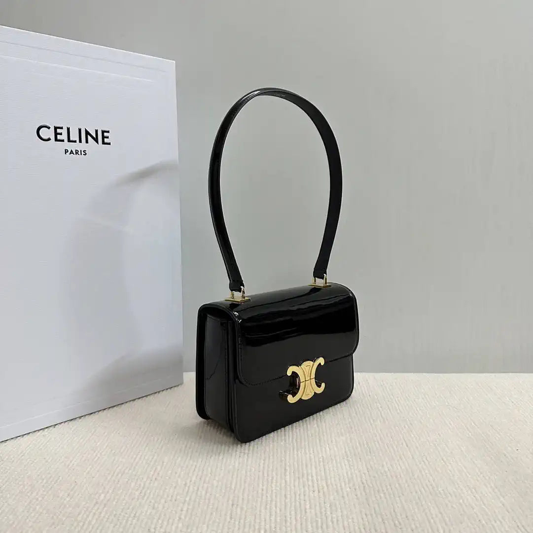 Celine 118053 TEEN GARANCE bag in PATENT CALFSKIN Black