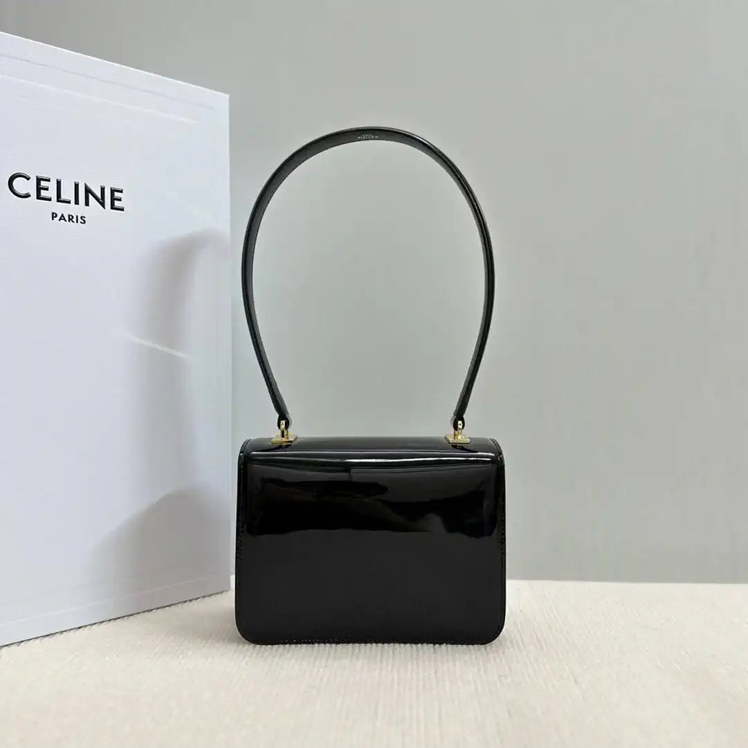 Celine 118053 TEEN GARANCE bag in PATENT CALFSKIN Black