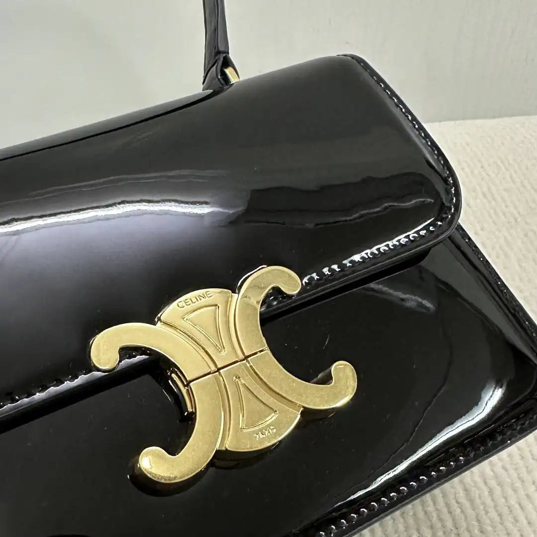 Celine 118053 TEEN GARANCE bag in PATENT CALFSKIN Black