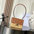 Celine 118053 TEEN GARANCE bag in PATENT CALFSKIN  Woven rattan & Brown