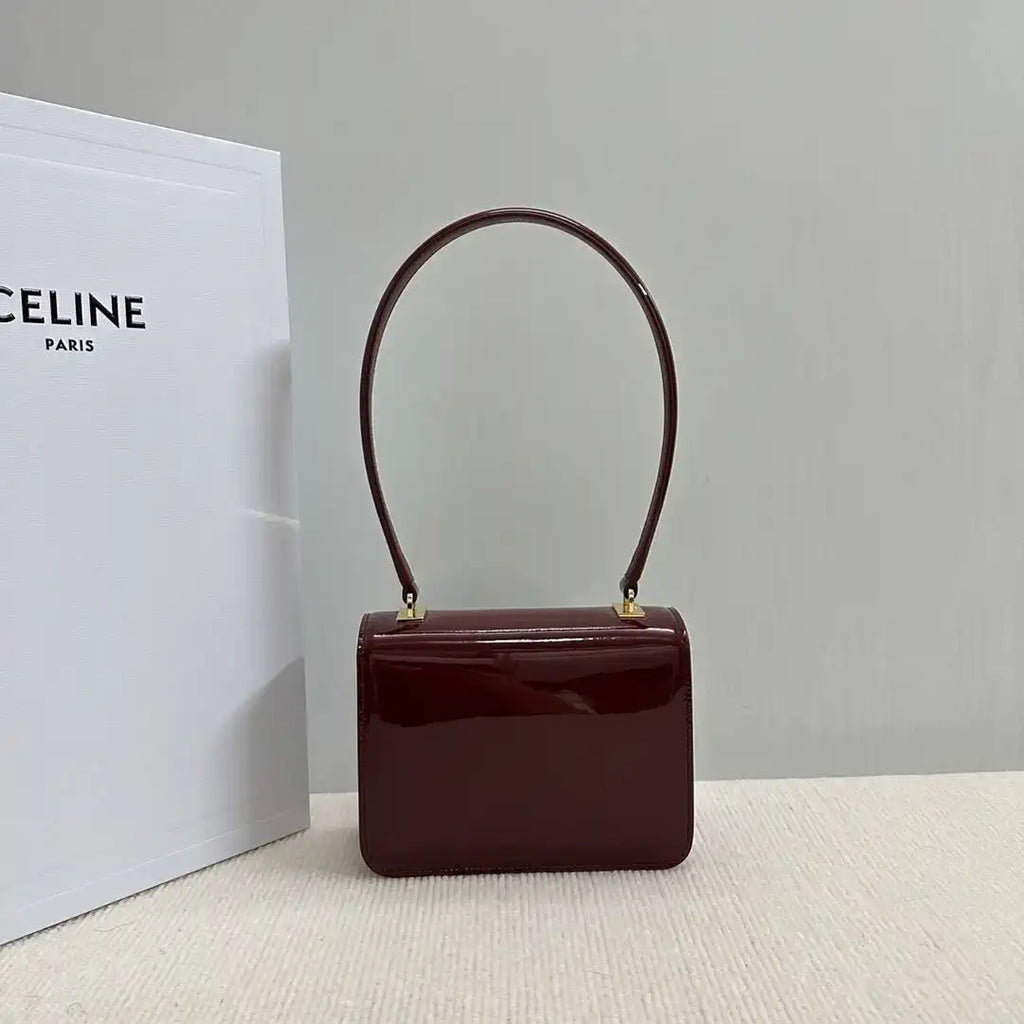 Celine 118053 TEEN GARANCE bag in PATENT CALFSKIN DARK BROWN