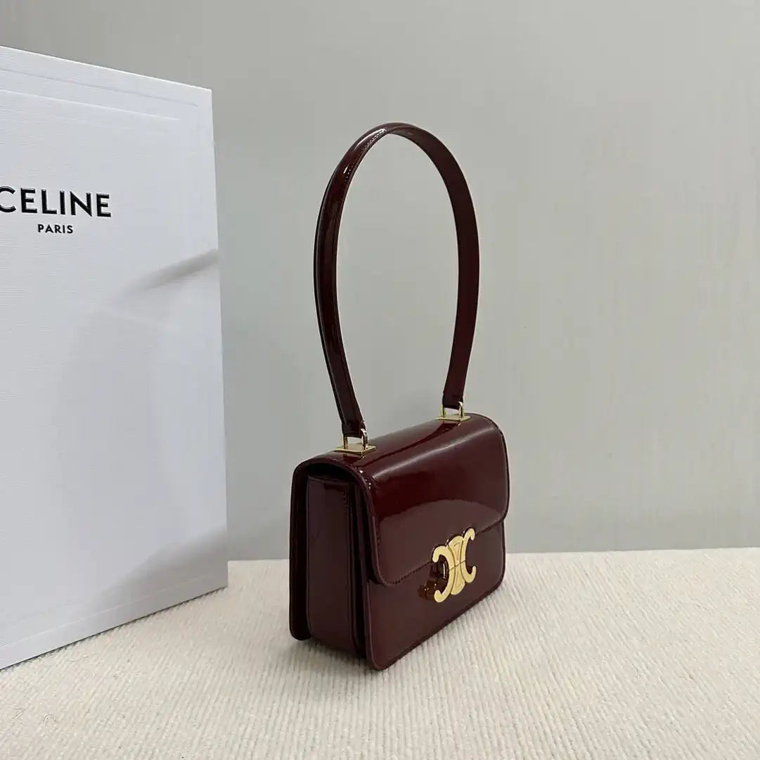 Celine 118053 TEEN GARANCE bag in PATENT CALFSKIN DARK BROWN