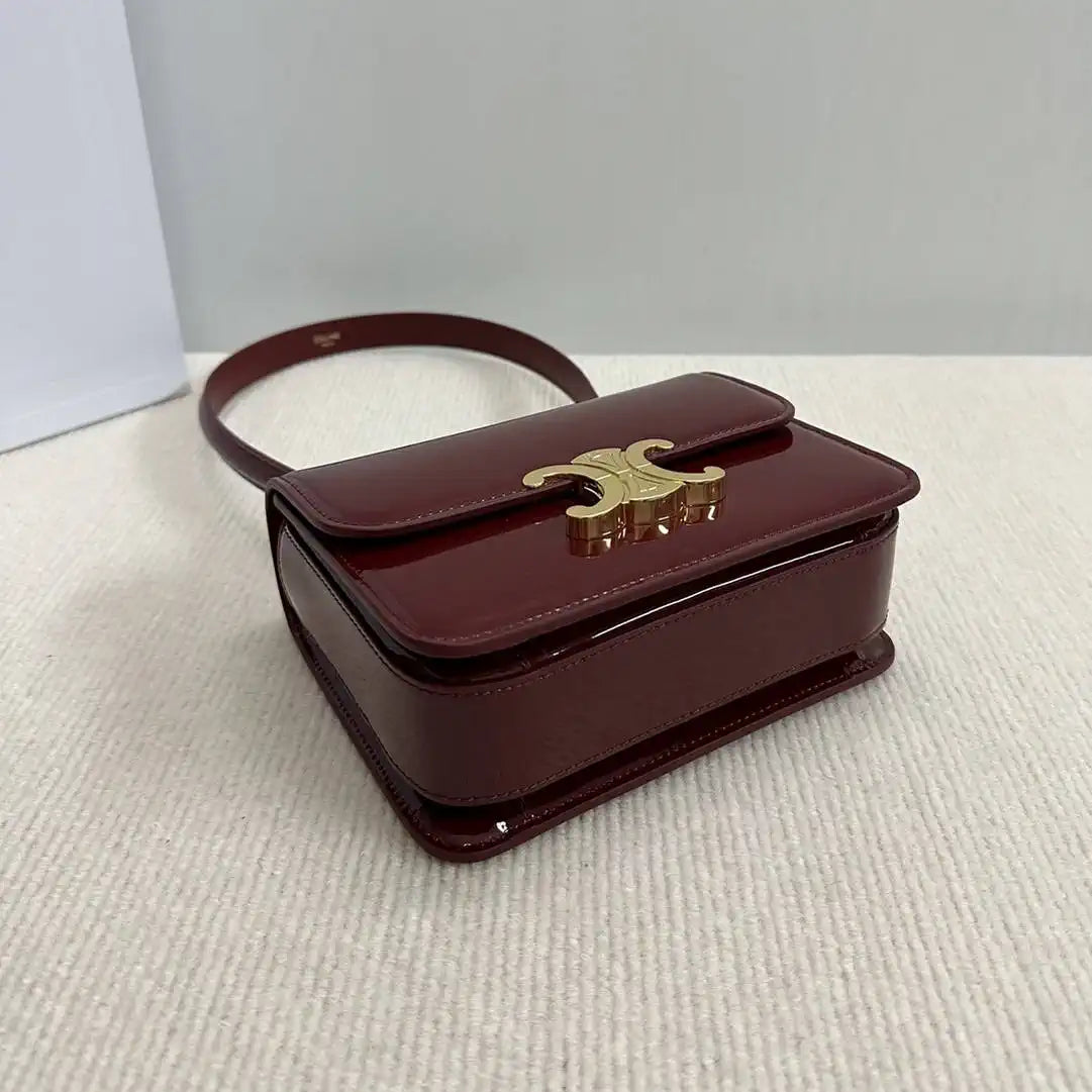 Celine 118053 TEEN GARANCE bag in PATENT CALFSKIN DARK BROWN