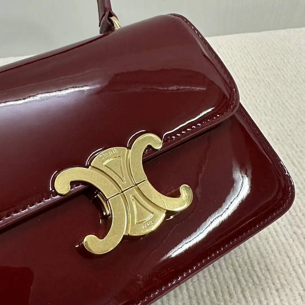 Celine 118053 TEEN GARANCE bag in PATENT CALFSKIN DARK BROWN