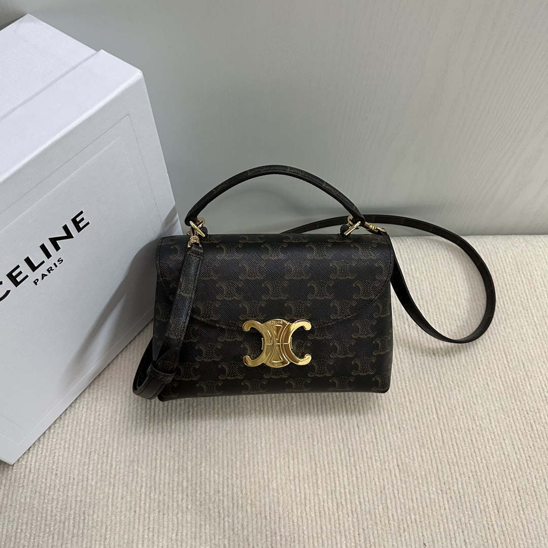 Celine 118113FRH TEEN Nino Bag in Triomphe Canvas Tan
