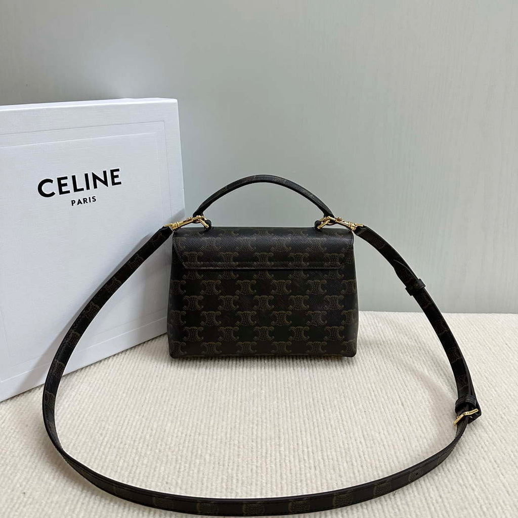 Celine 118113FRH TEEN Nino Bag in Triomphe Canvas Tan