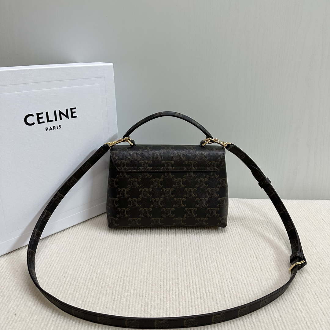 Celine 118113FRH TEEN Nino Bag in Triomphe Canvas Tan