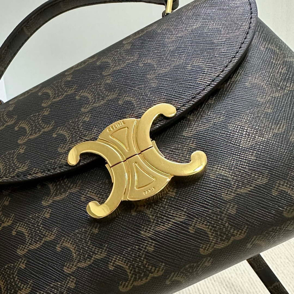 Celine 118113FRH TEEN Nino Bag in Triomphe Canvas Tan