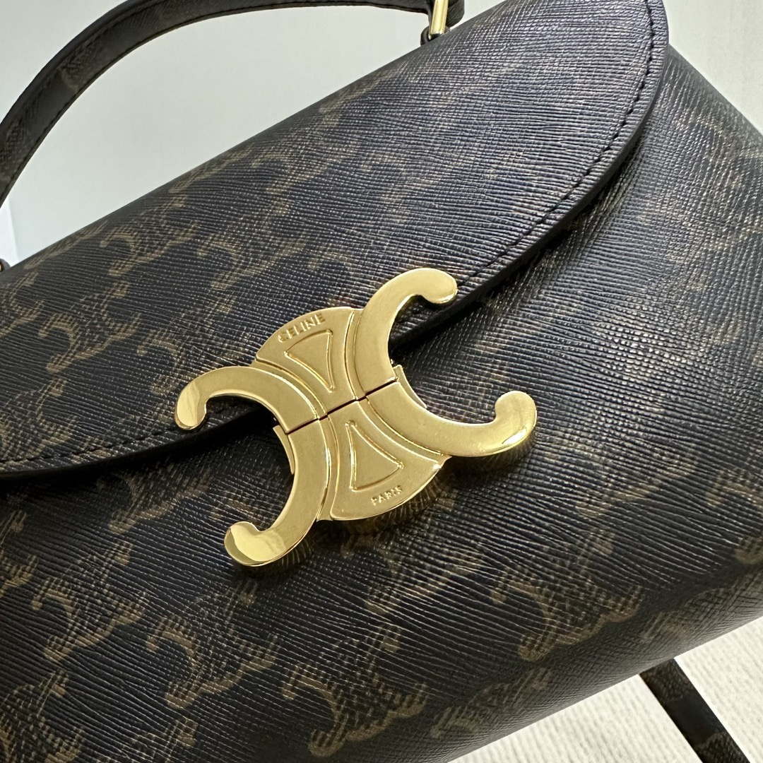 Celine 118113FRH TEEN Nino Bag in Triomphe Canvas Tan