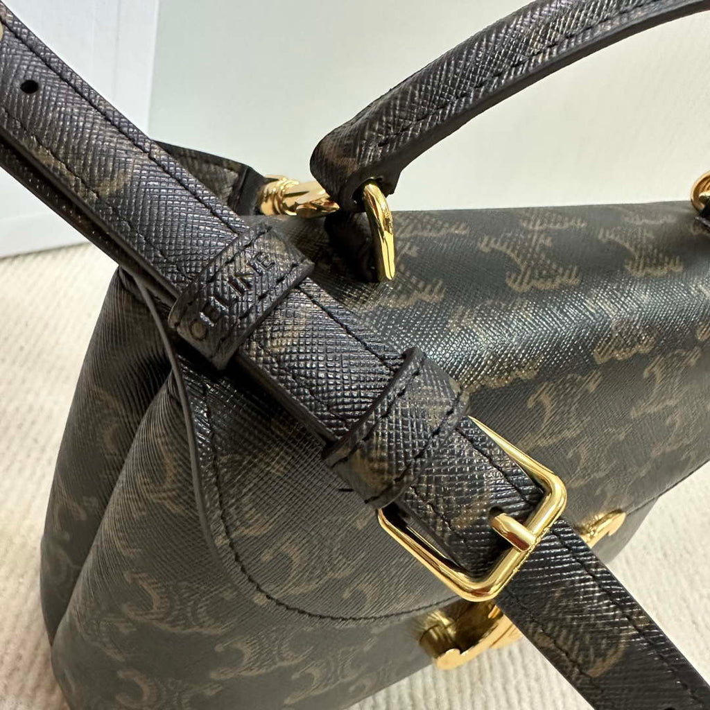 Celine 118113FRH TEEN Nino Bag in Triomphe Canvas Tan