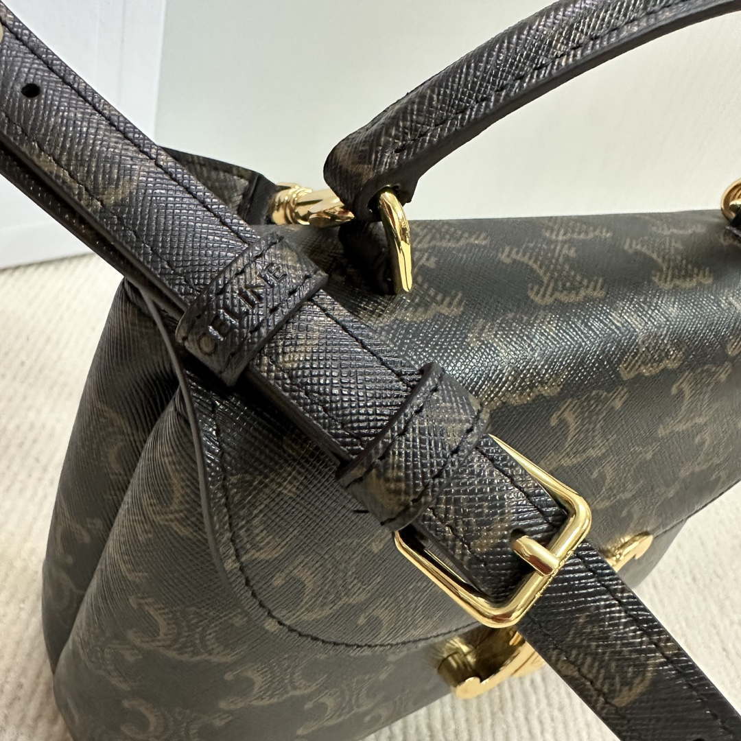 Celine 118113FRH TEEN Nino Bag in Triomphe Canvas Tan
