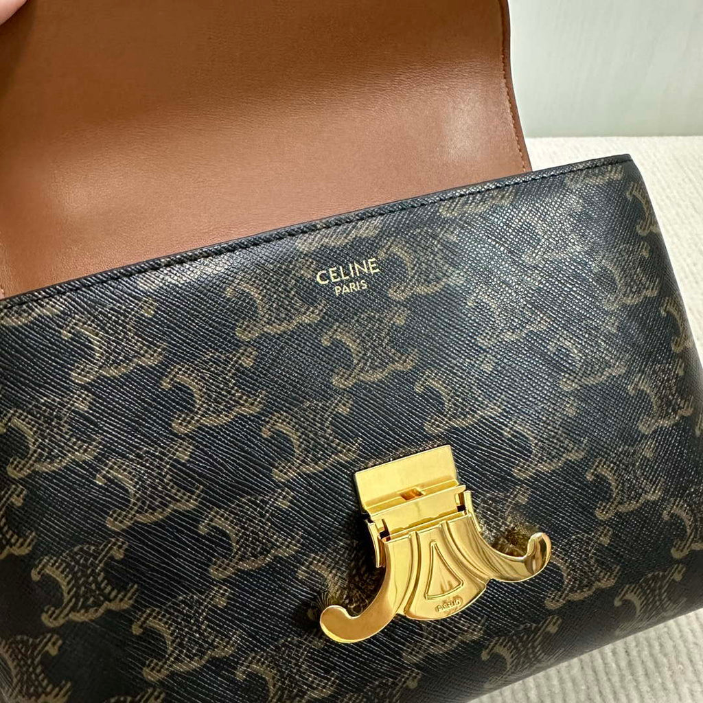 Celine 118113FRH TEEN Nino Bag in Triomphe Canvas Tan