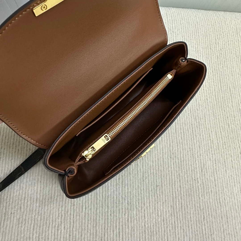 Celine 118113FRH TEEN Nino Bag in Triomphe Canvas Tan