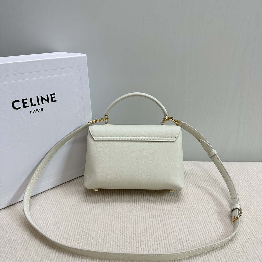 Celine 118113FRH TEEN Nino Bag in Triomphe Canvas White