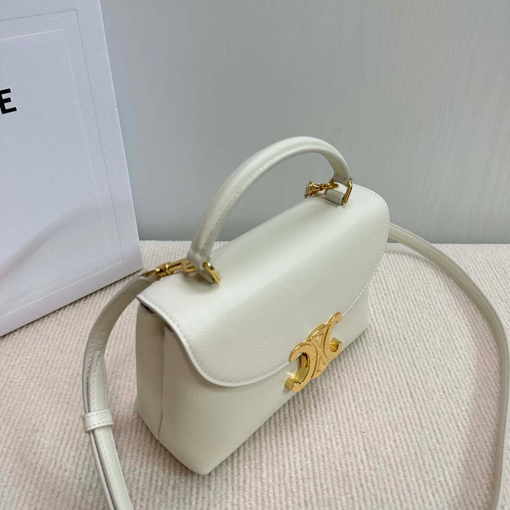 Celine 118113FRH TEEN Nino Bag in Triomphe Canvas White