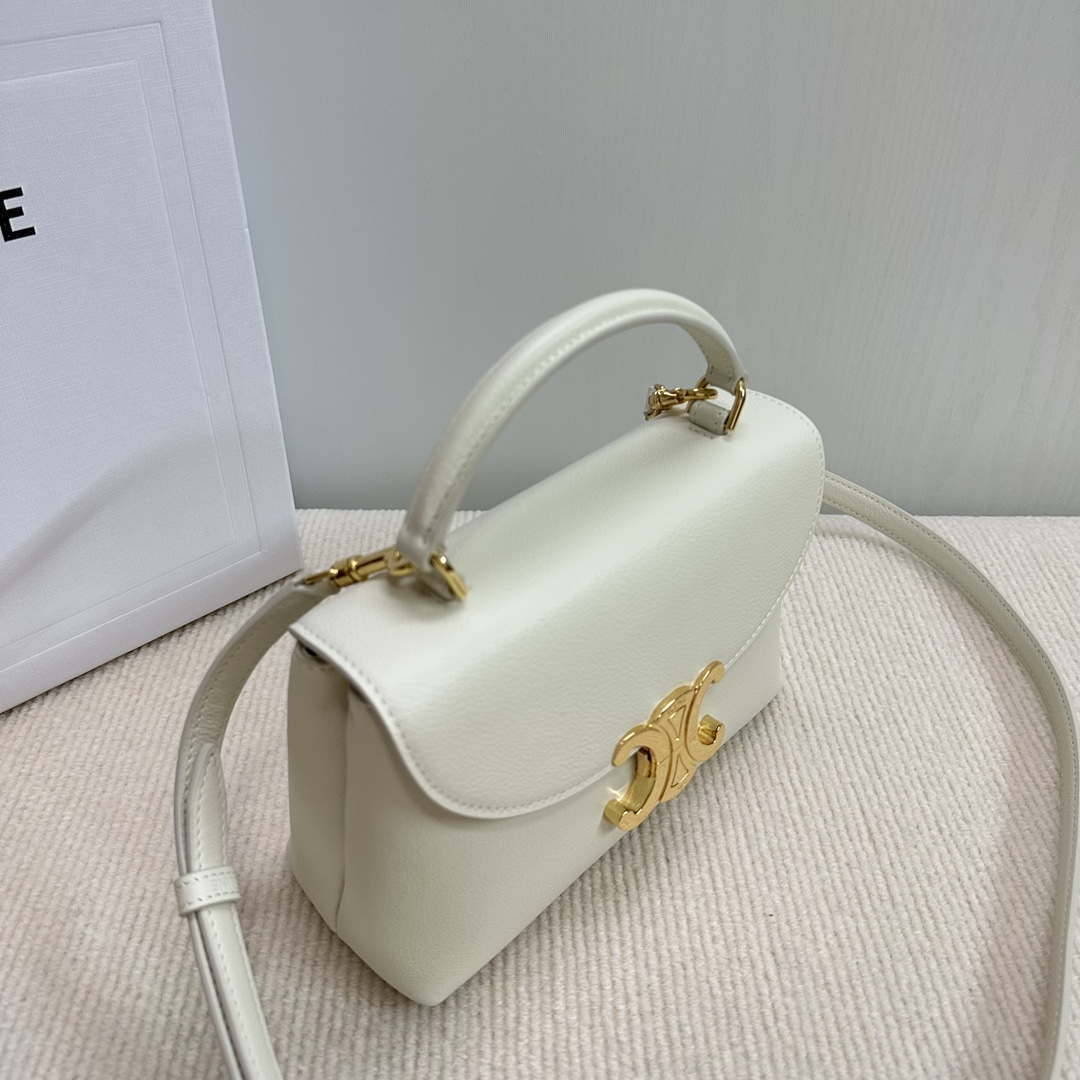 Celine 118113FRH TEEN Nino Bag in Triomphe Canvas White