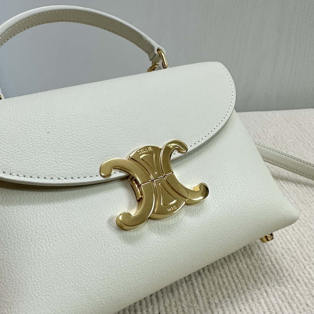 Celine 118113FRH TEEN Nino Bag in Triomphe Canvas White