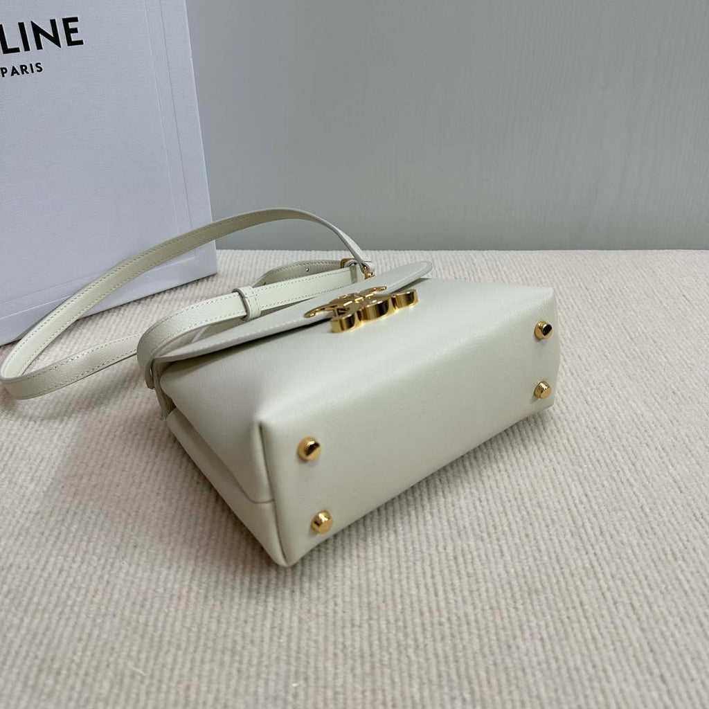 Celine 118113FRH TEEN Nino Bag in Triomphe Canvas White