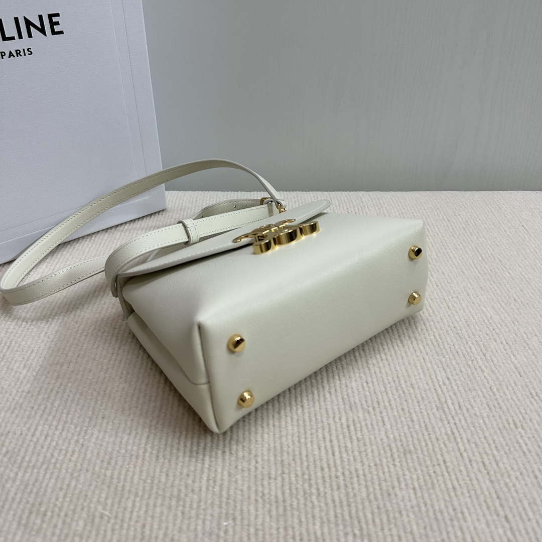 Celine 118113FRH TEEN Nino Bag in Triomphe Canvas White