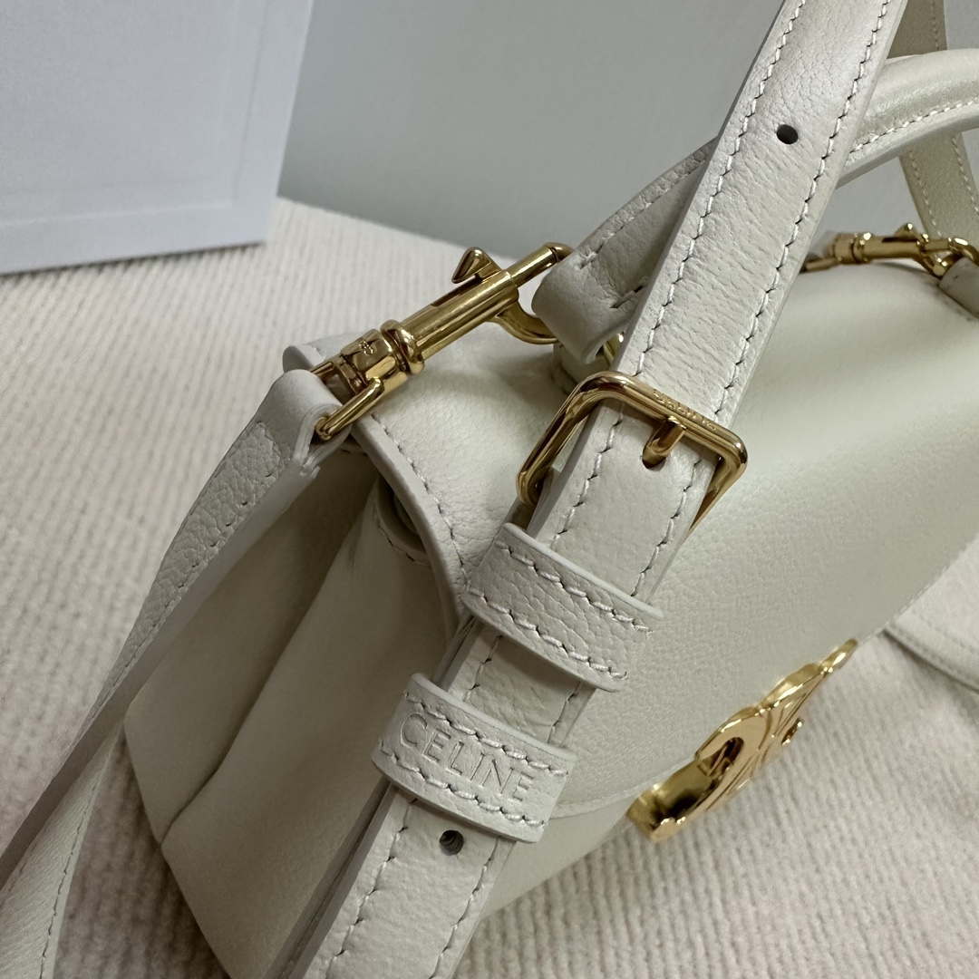 Celine 118113FRH TEEN Nino Bag in Triomphe Canvas White