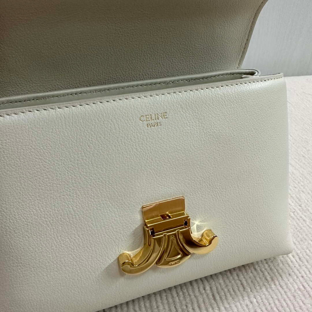 Celine 118113FRH TEEN Nino Bag in Triomphe Canvas White