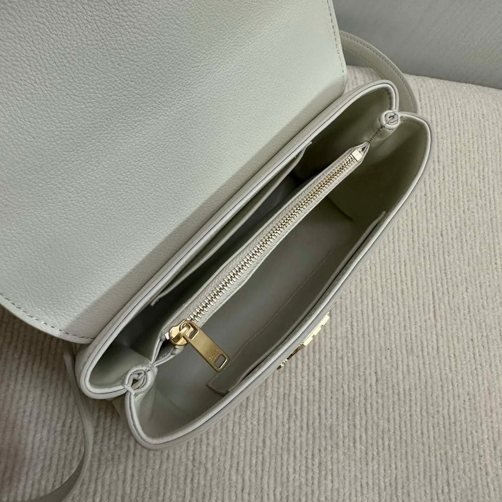 Celine 118113FRH TEEN Nino Bag in Triomphe Canvas White