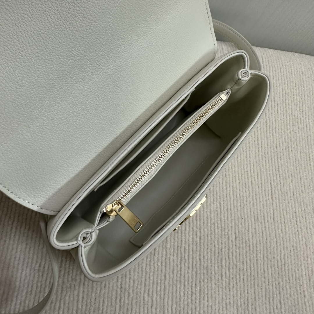 Celine 118113FRH TEEN Nino Bag in Triomphe Canvas White