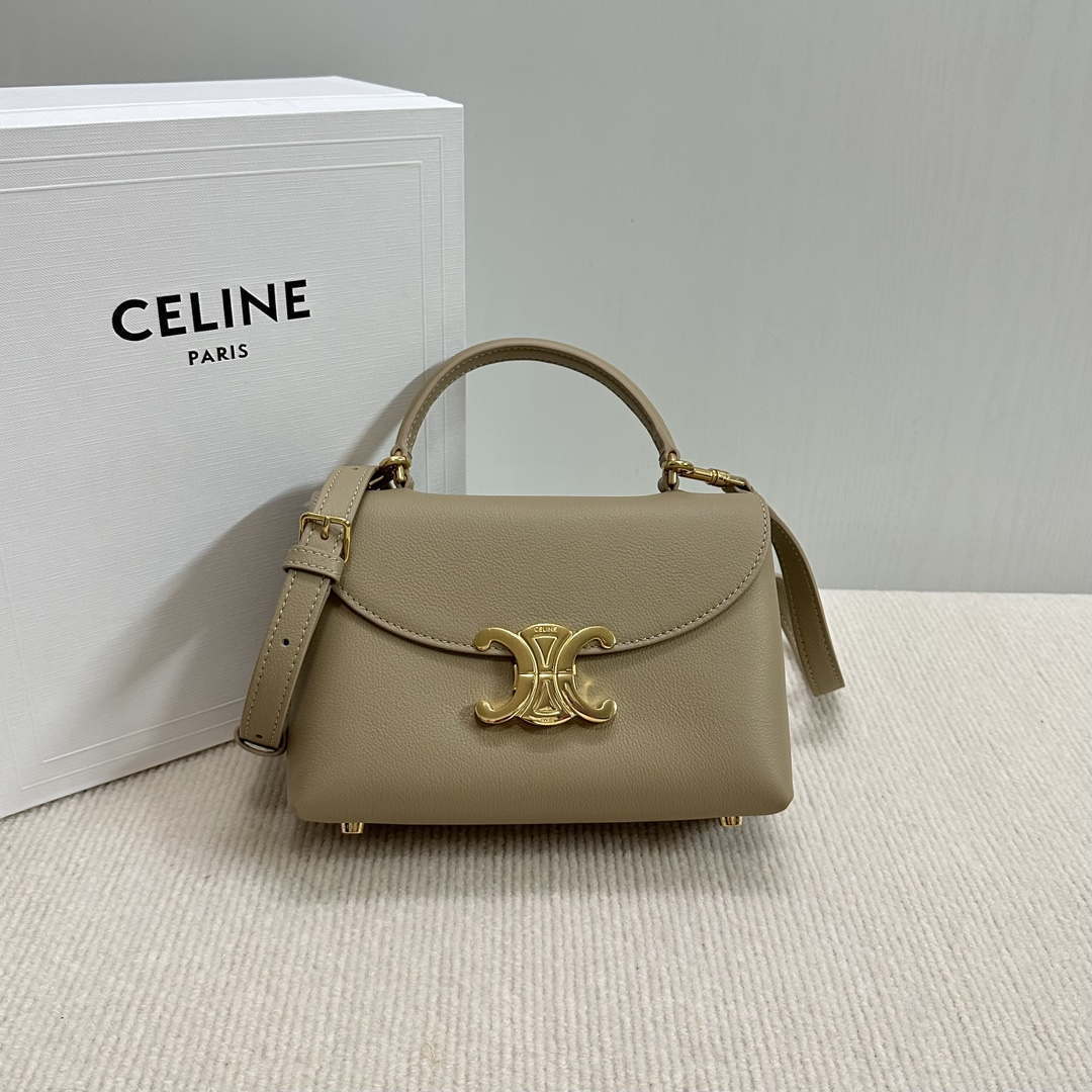 Celine 118113FRH TEEN Nino Bag in Triomphe Canvas Apricot