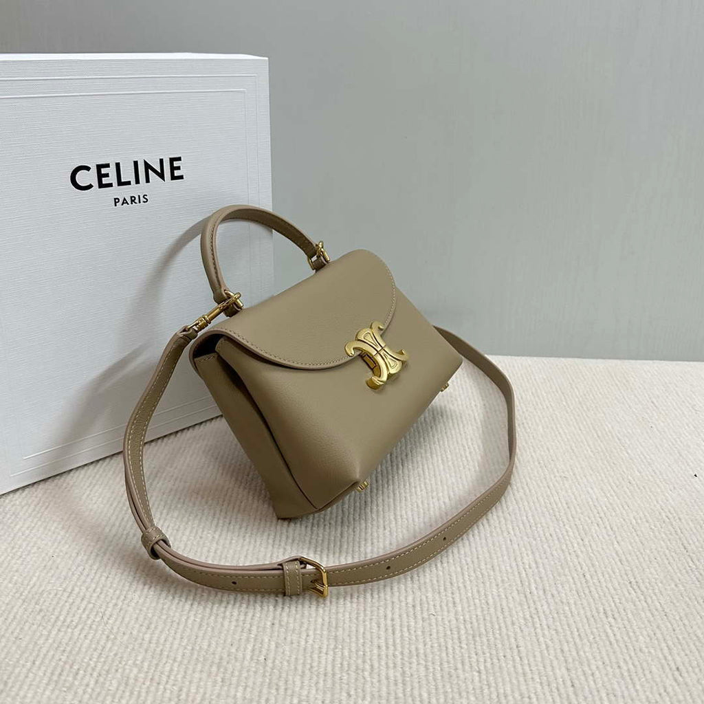 Celine 118113FRH TEEN Nino Bag in Triomphe Canvas Apricot